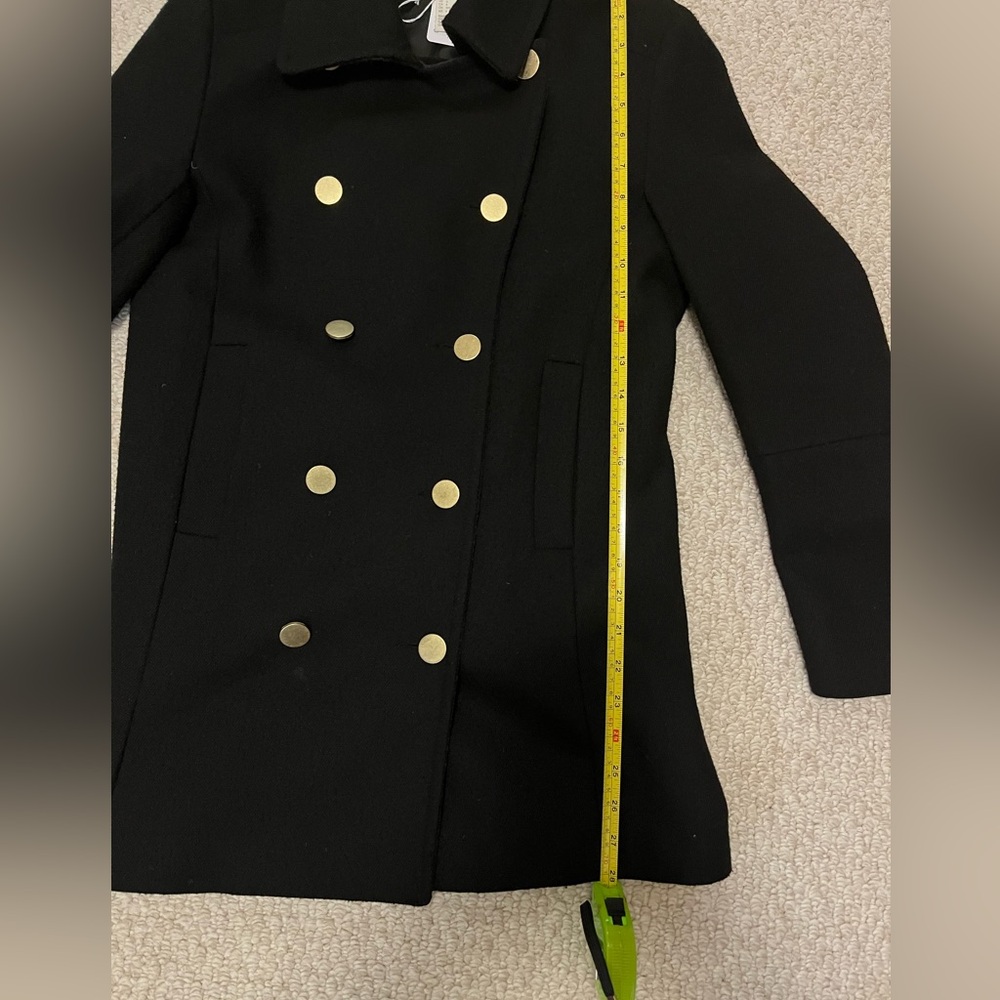 Women's Double-Breasted Wool Black Pea Coat H&M - Picture 5 of 10